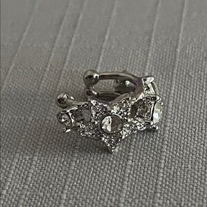 Elegant Silver and Crystal-Accented Earring Cuff